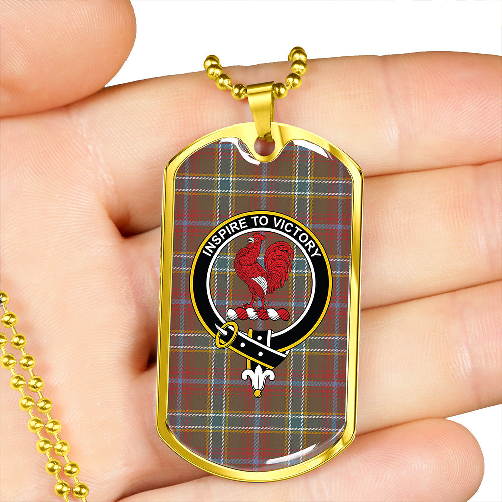 Currie of Arran Weathered Clan Badge Classic Tartan Dog Tag Necklace