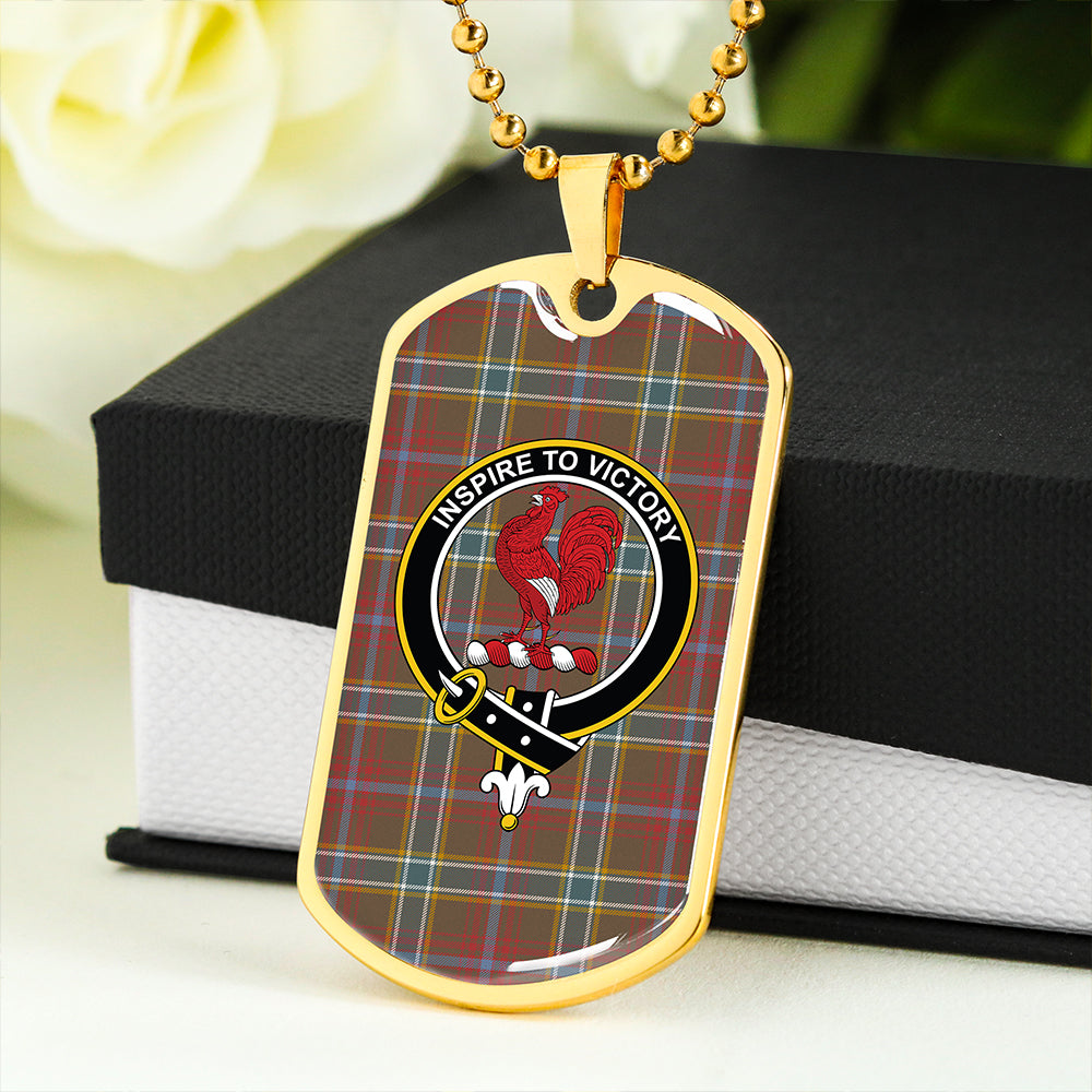 Currie of Arran Weathered Clan Badge Classic Tartan Dog Tag Necklace