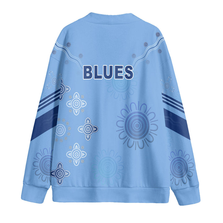 Custom NSW Blues Rugby Fleece Cardigan Aussie New South Wales