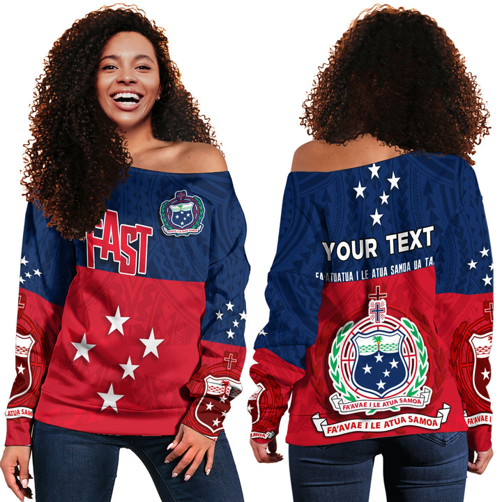 Custom Samoa Women Off Shoulder Sweatshirt FAST Always Proud