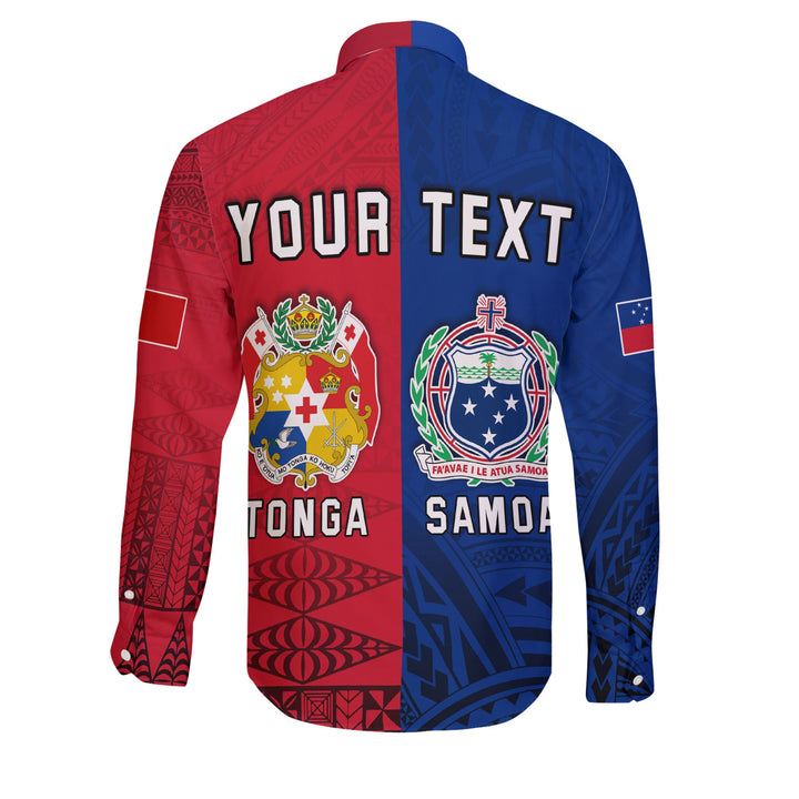 Custom Samoa and Tonga Long Sleeve Button Shirt Together Tokouso