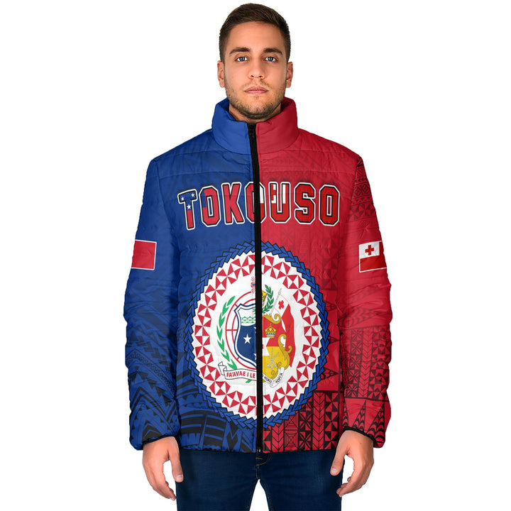 Custom Samoa and Tonga Men Padded Jacket Together Tokouso