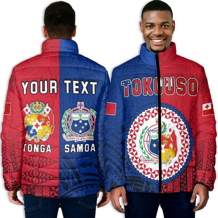 Custom Samoa and Tonga Men Padded Jacket Together Tokouso