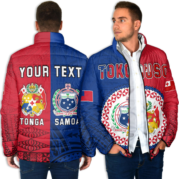 Custom Samoa and Tonga Men Padded Jacket Together Tokouso