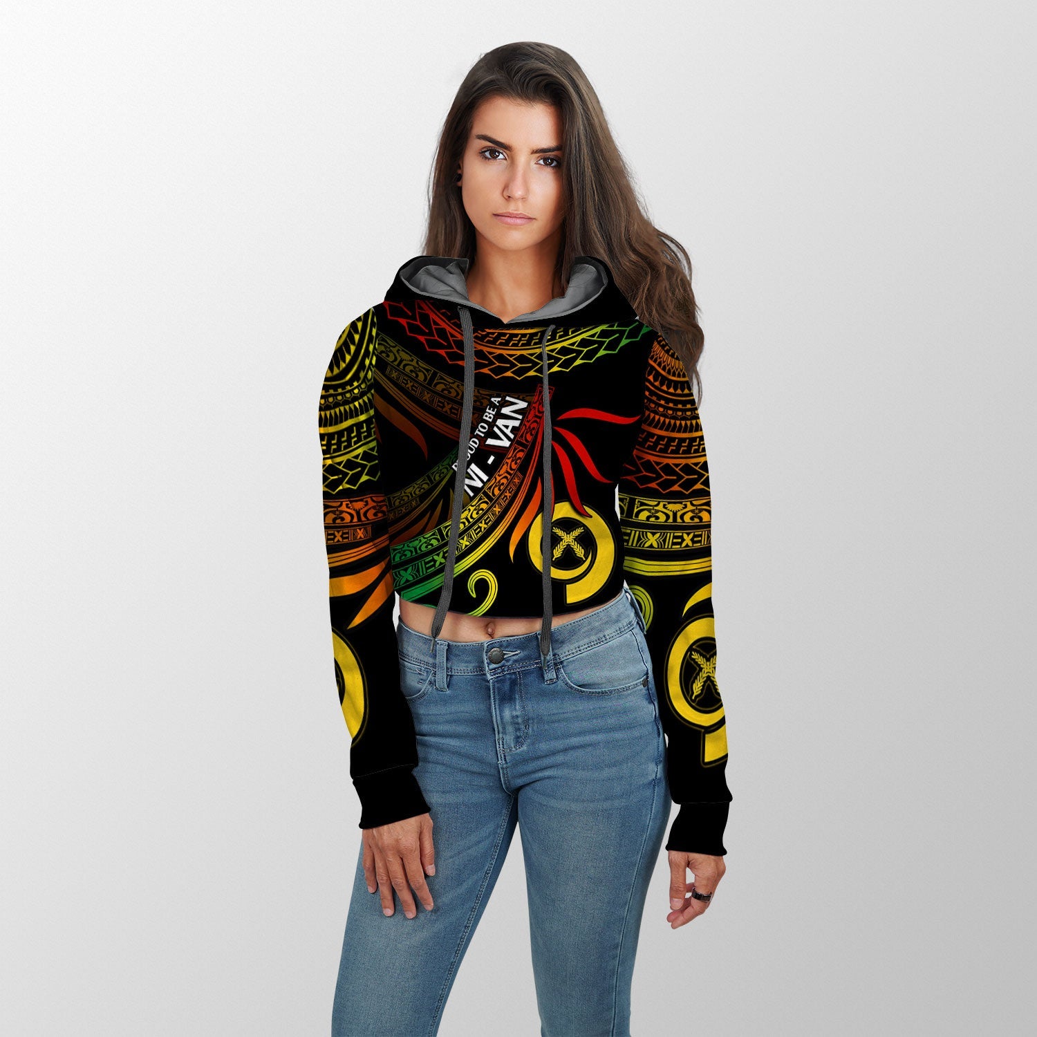 Custom Vanuatu Crop Hoodie Happy Independence Polynesian Proud To Be A Ni Van V1