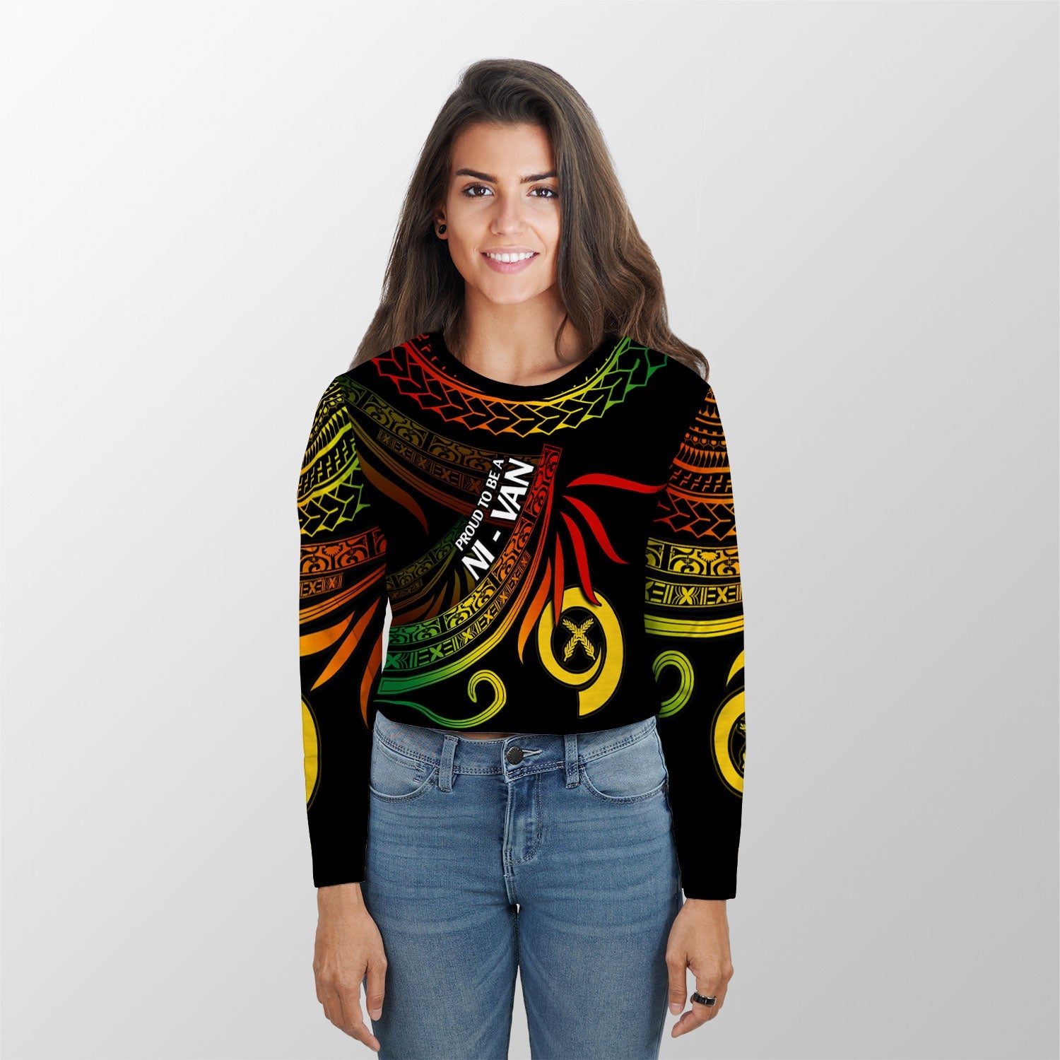 Custom Vanuatu Crop Top Long T Shirt Happy Independence Polynesian Proud To Be A Ni Van V1