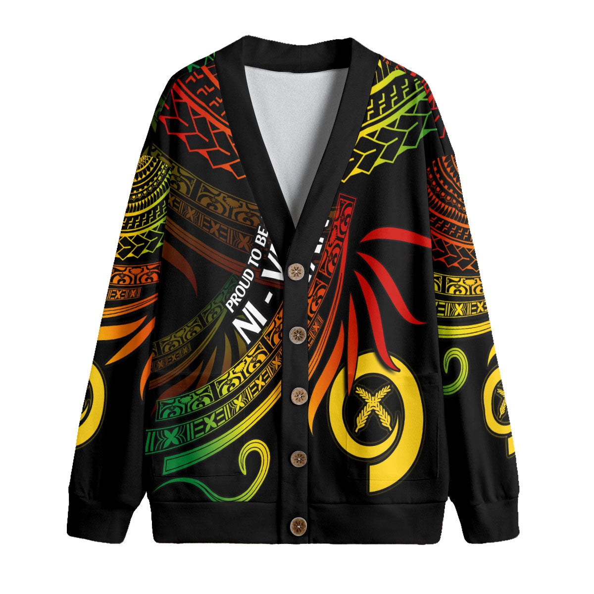 Custom Vanuatu Fleece Cardigan Happy Independence Polynesian Proud To Be A Ni Van V1