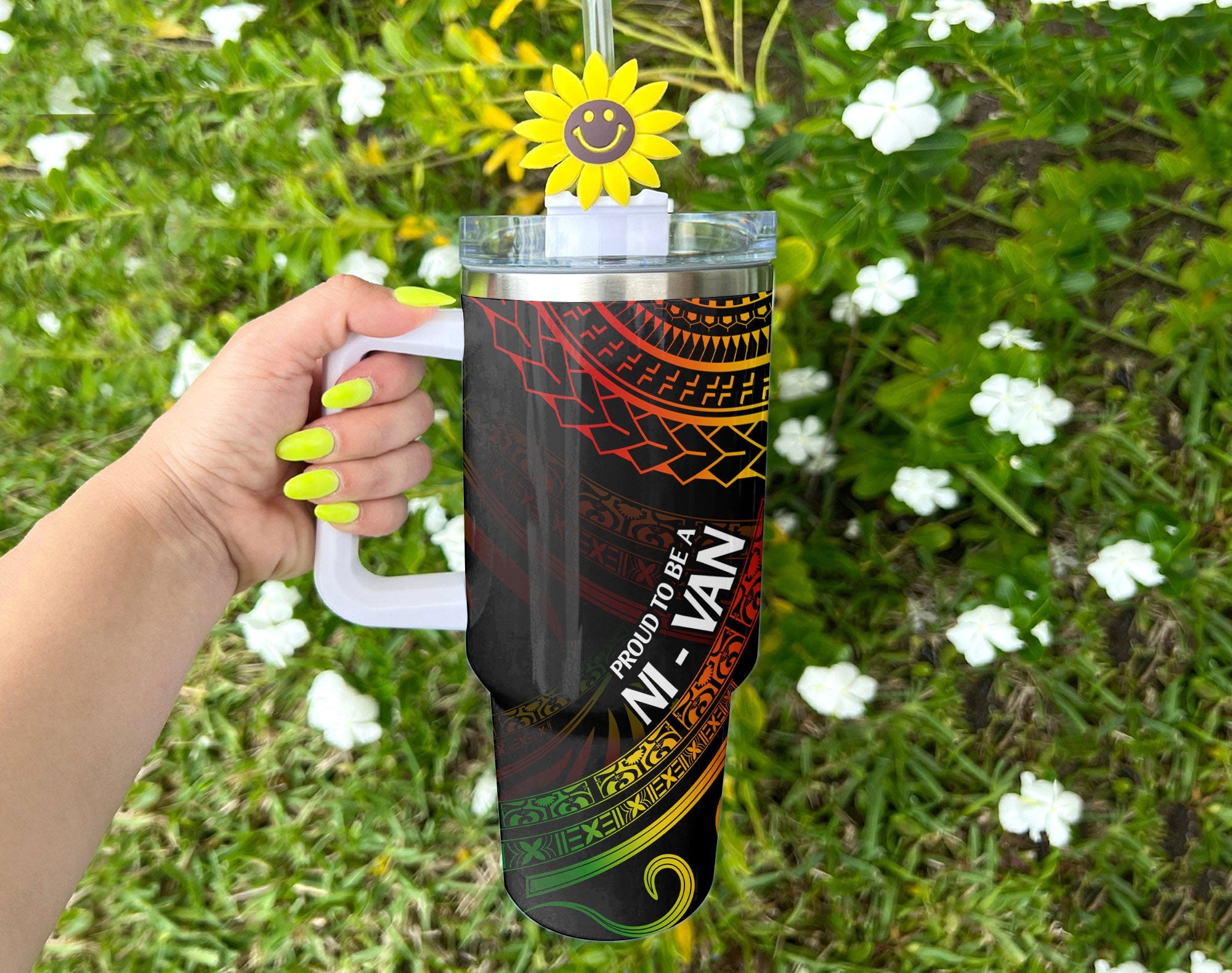 Custom Vanuatu Handle Tumbler Happy Independence Polynesian Proud To Be A Ni Van V1