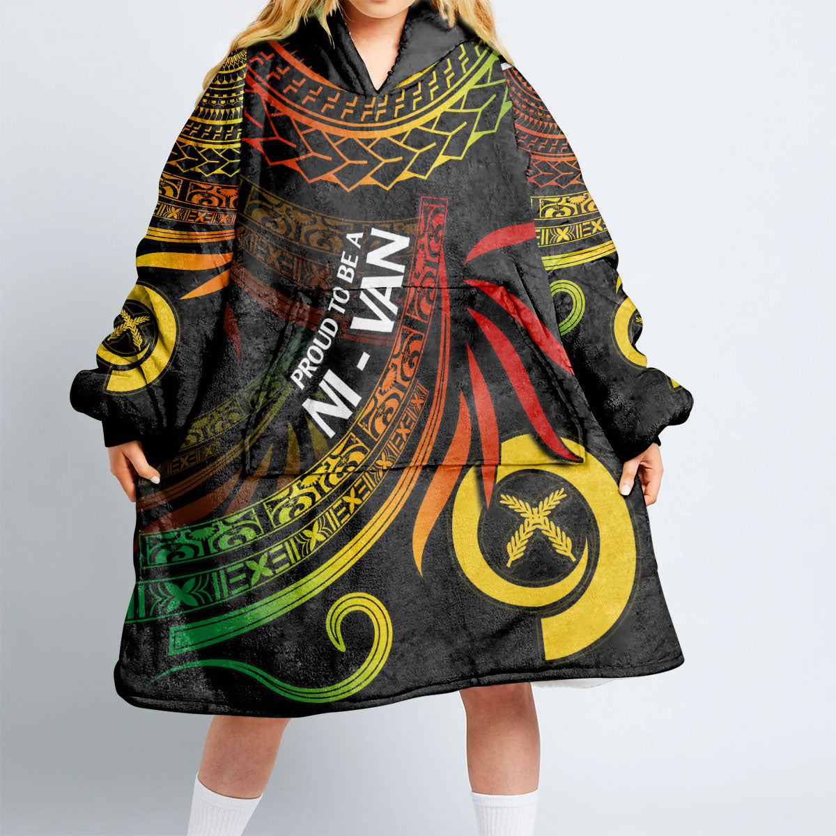 Custom Vanuatu Hoodie Blanket Happy Independence Polynesian Proud To Be A Ni Van V1