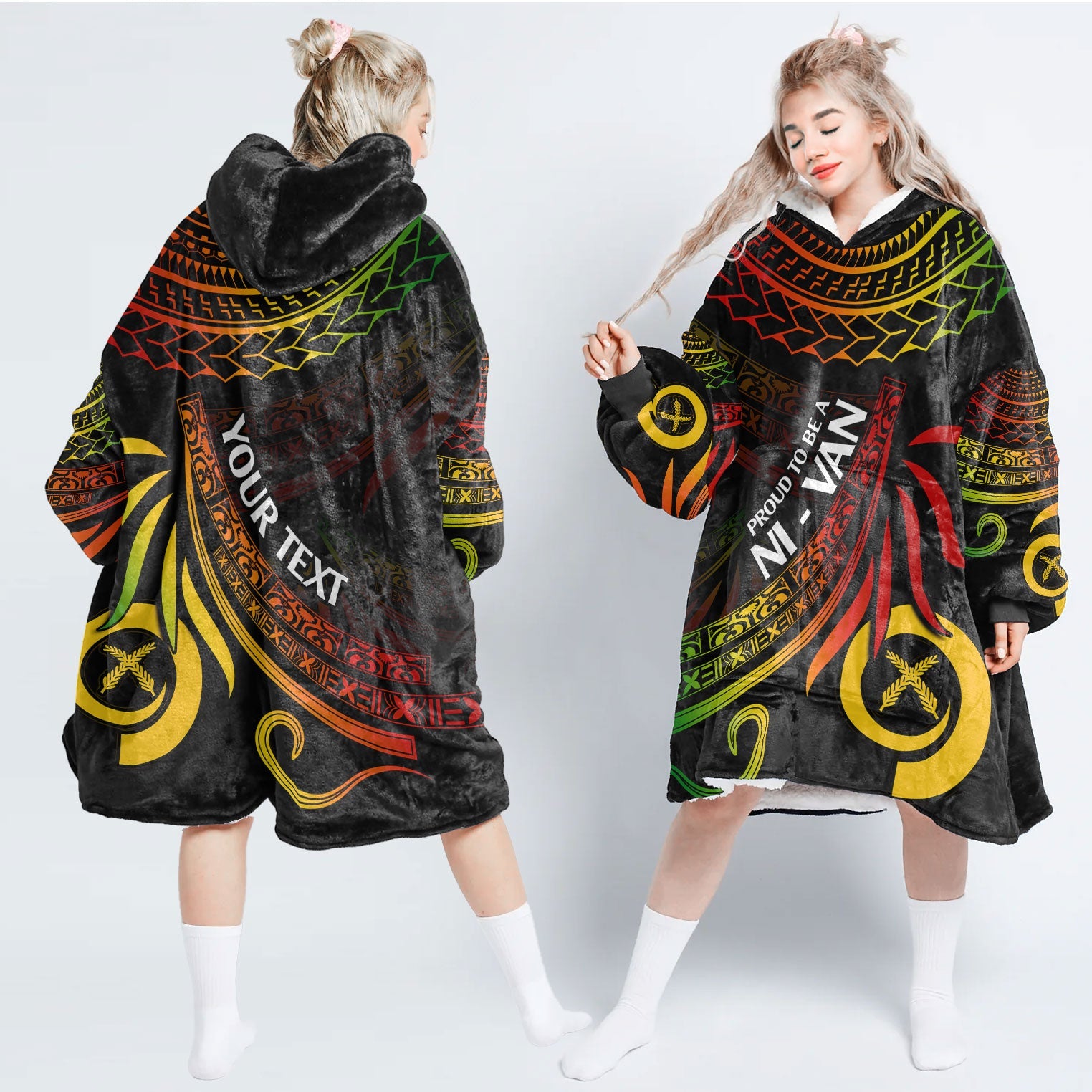 Custom Vanuatu Hoodie Blanket Happy Independence Polynesian Proud To Be A Ni Van V1