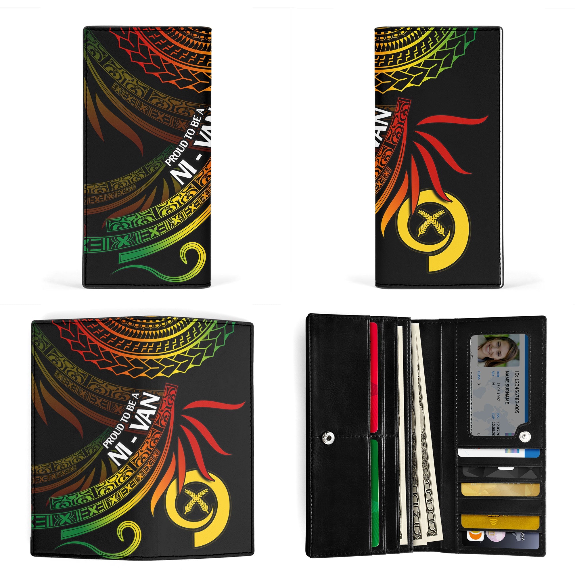 Custom Vanuatu Leather Wallet Happy Independence Polynesian Proud To Be A Ni Van V1