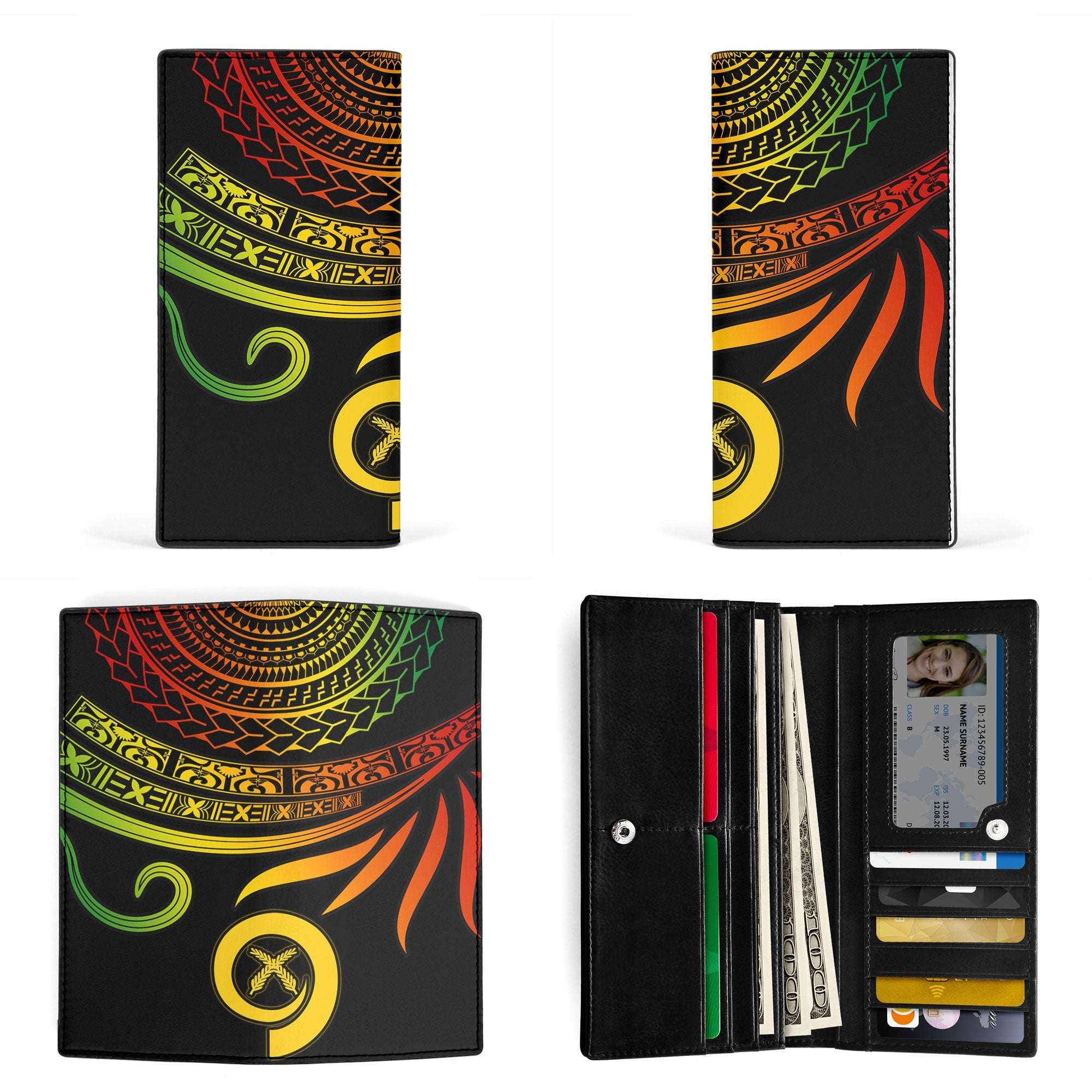 Custom Vanuatu Leather Wallet Happy Independence Polynesian Proud To Be A Ni Van V2