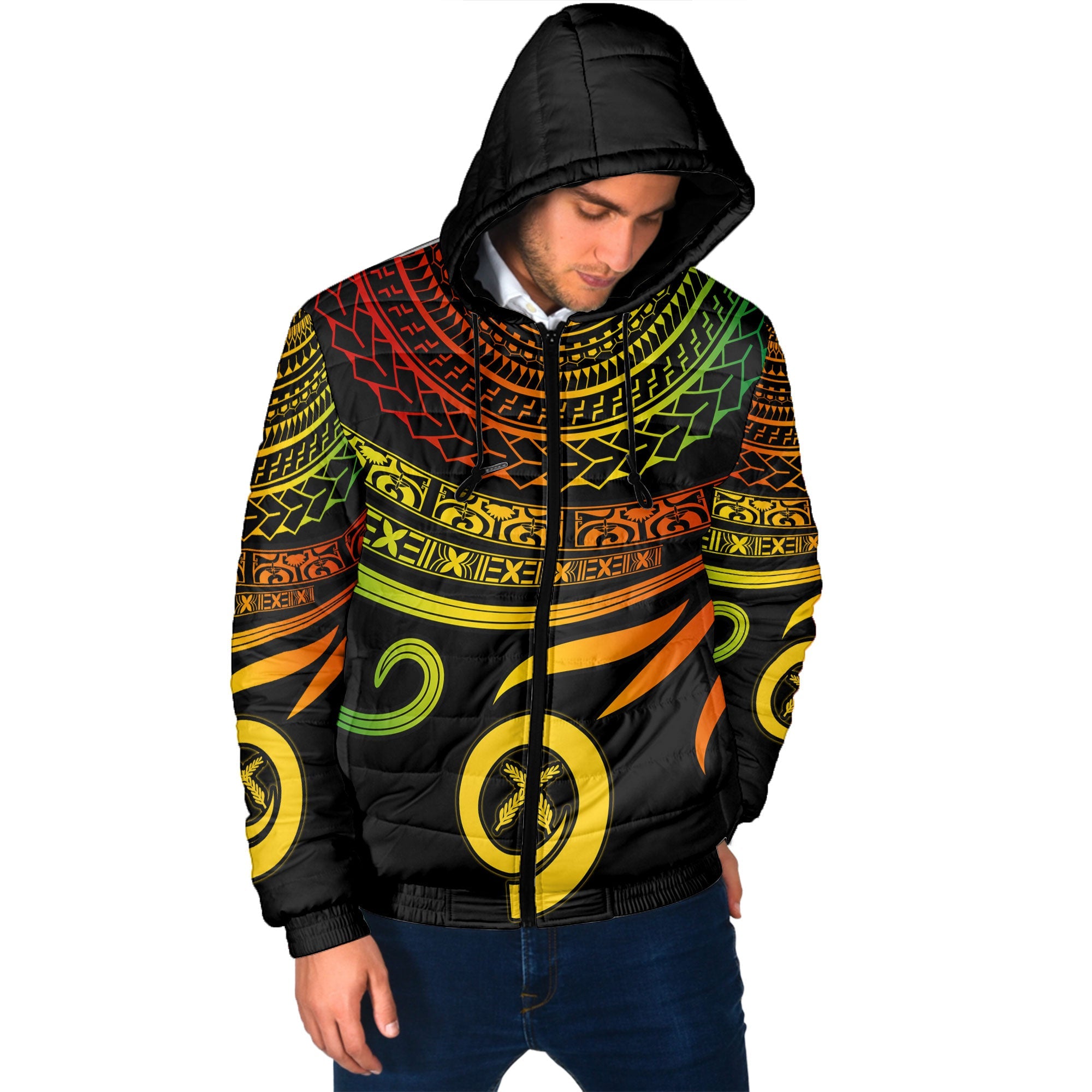 Custom Vanuatu Men Hooded Padded Jacket Happy Independence Polynesian Proud To Be A Ni Van V2