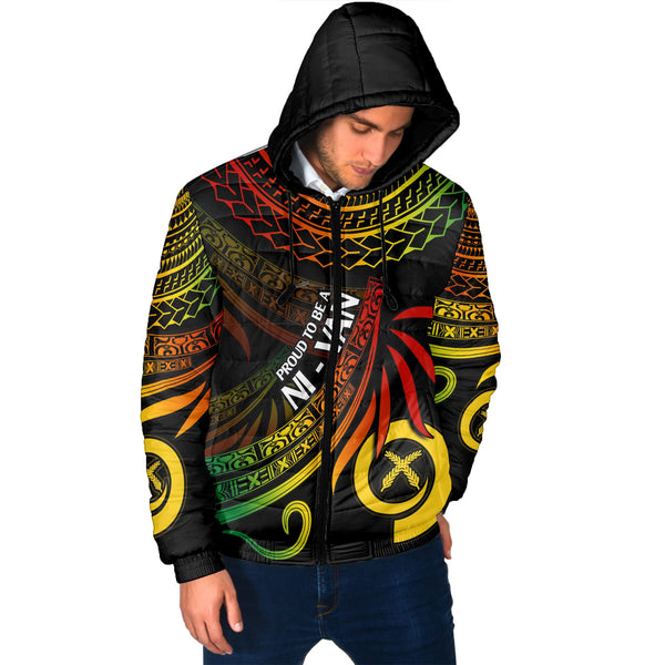 Custom Vanuatu Men Hooded Padded Jacket Happy Independence Polynesian Proud To Be A Ni Van V1