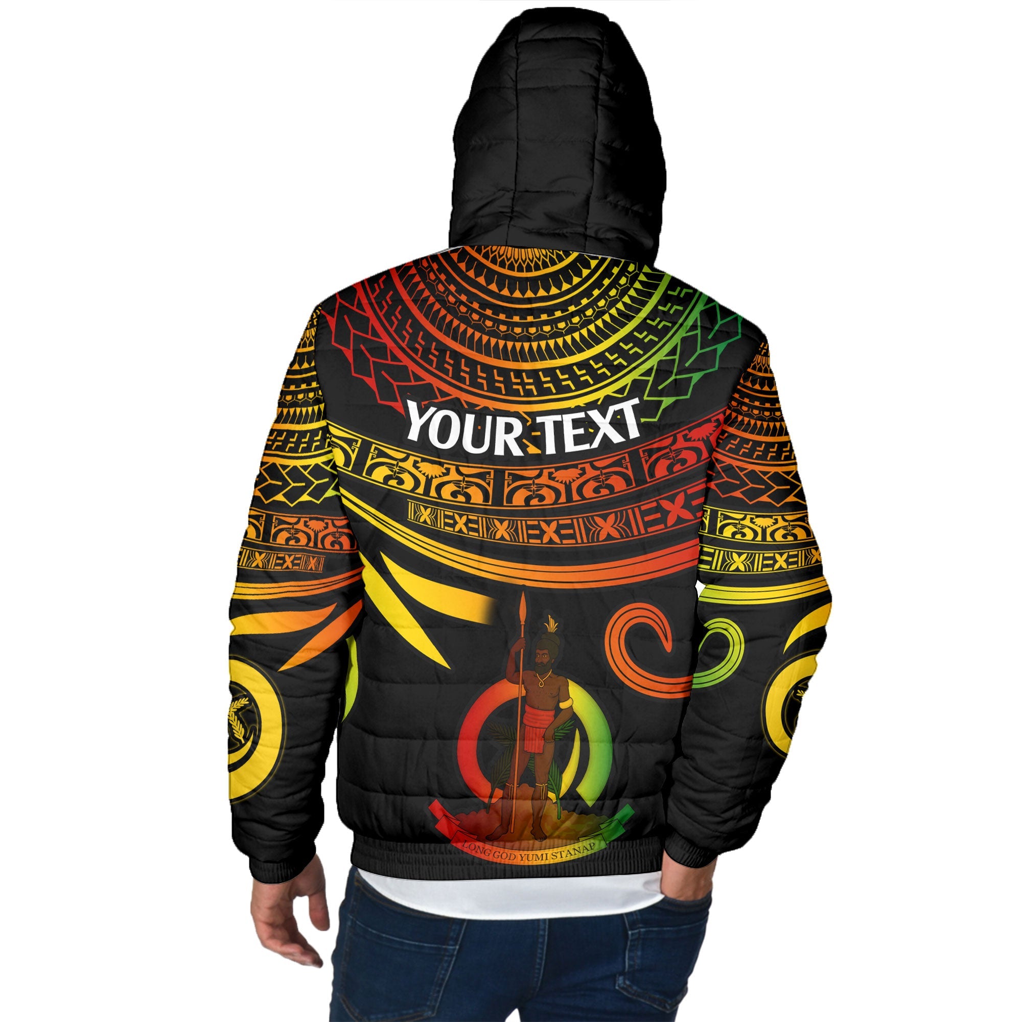 Custom Vanuatu Men Hooded Padded Jacket Happy Independence Polynesian Proud To Be A Ni Van V2