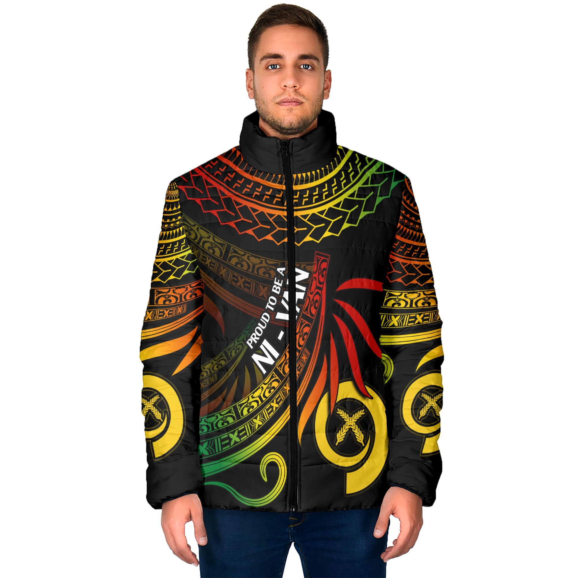 Custom Vanuatu Men Padded Jacket Happy Independence Polynesian Proud To Be A Ni Van V1