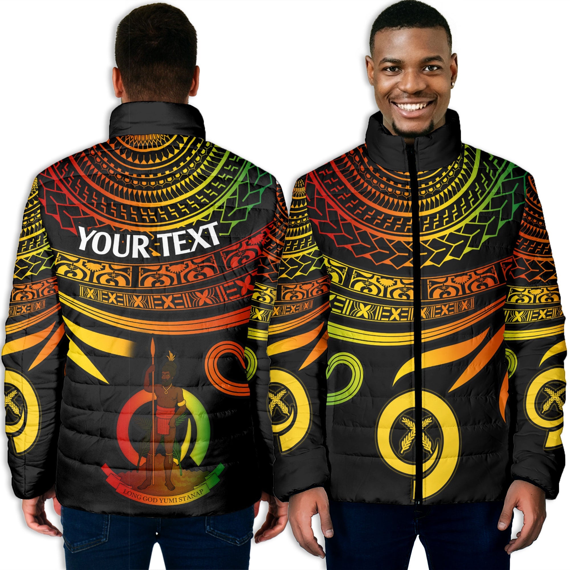 Custom Vanuatu Men Padded Jacket Happy Independence Polynesian Proud To Be A Ni Van V2