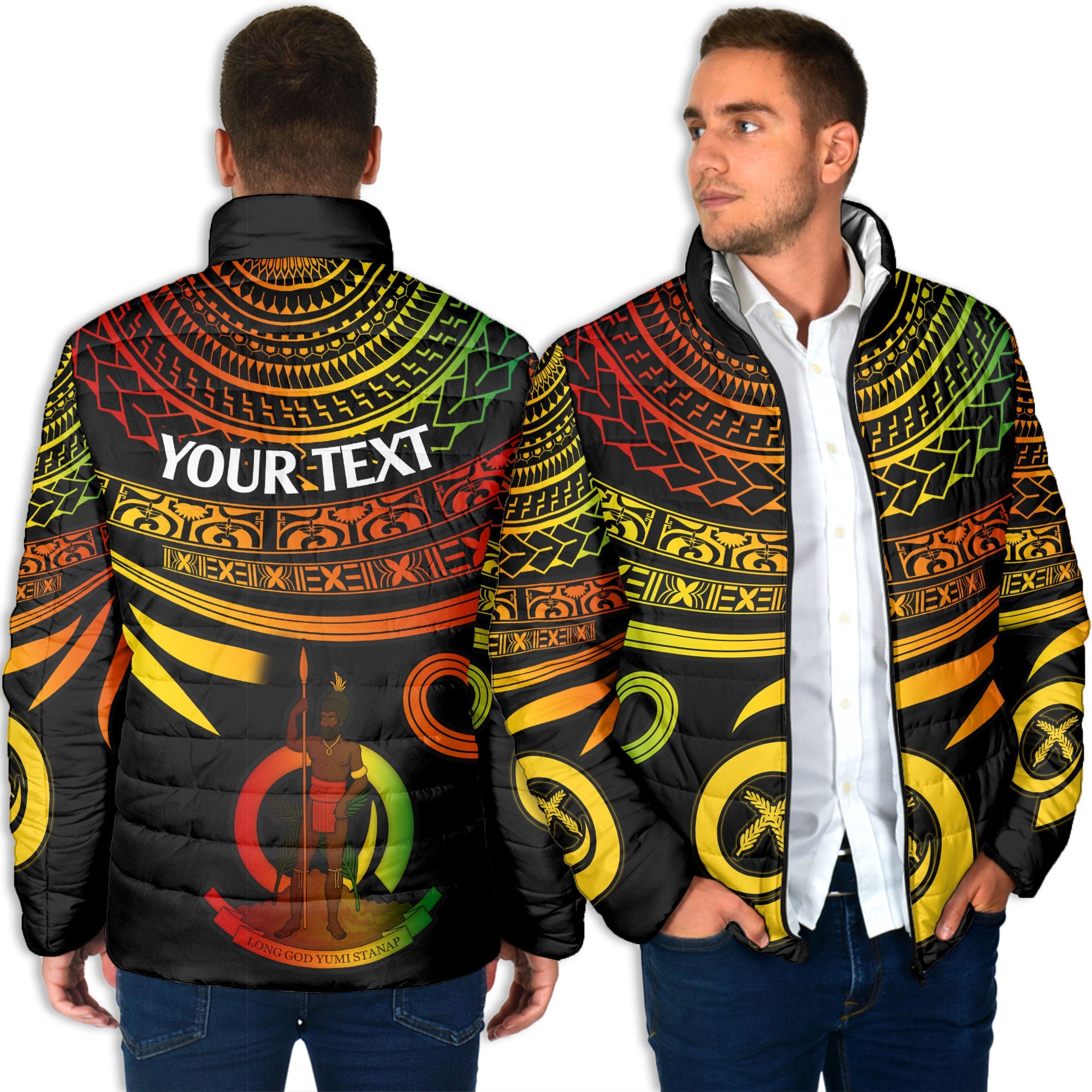 Custom Vanuatu Men Padded Jacket Happy Independence Polynesian Proud To Be A Ni Van V2