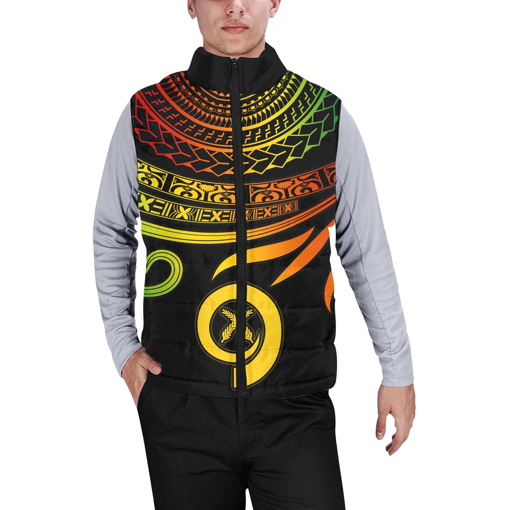 Custom Vanuatu Men Padded Jacket Vest Happy Independence Polynesian Proud To Be A Ni Van V2