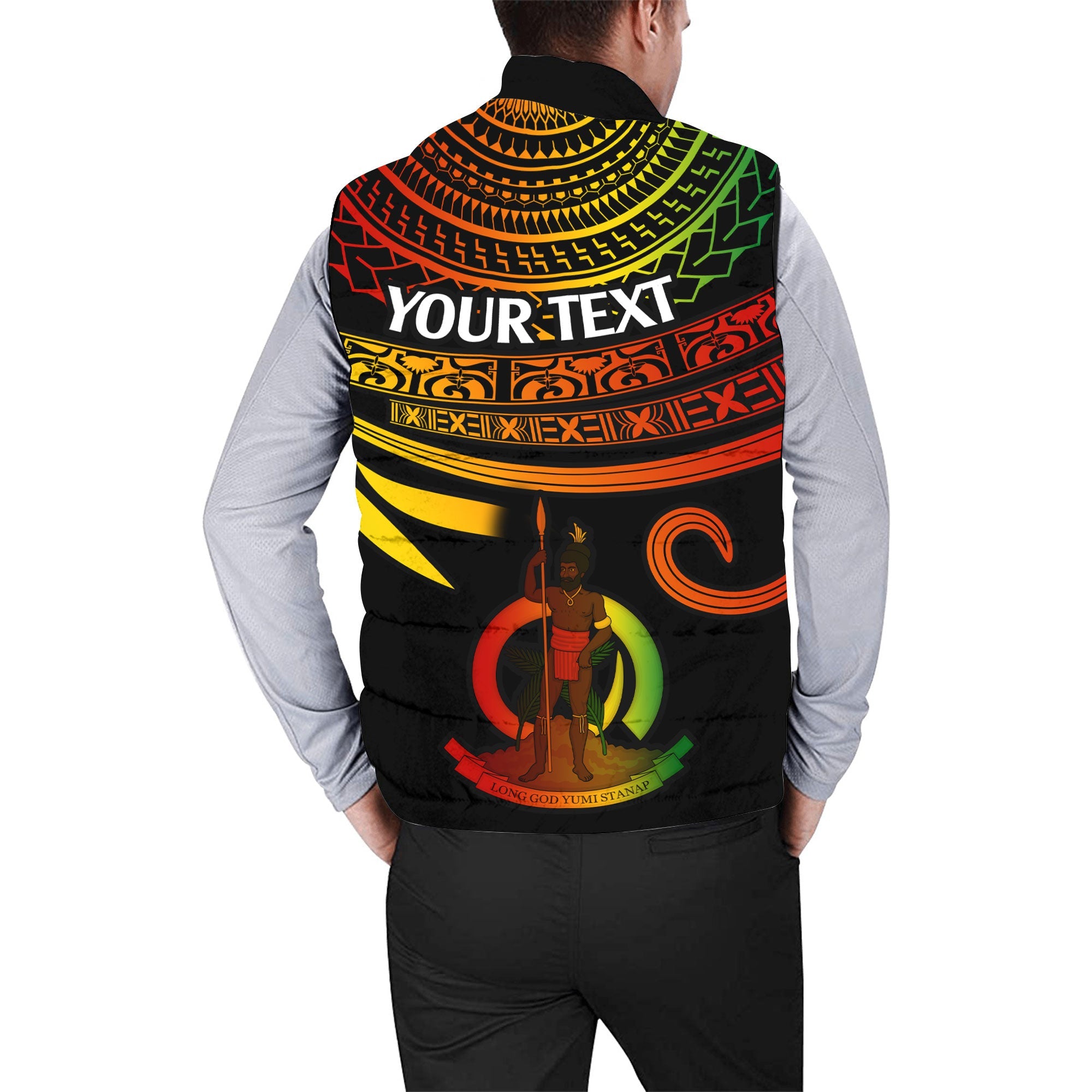 Custom Vanuatu Men Padded Jacket Vest Happy Independence Polynesian Proud To Be A Ni Van V2