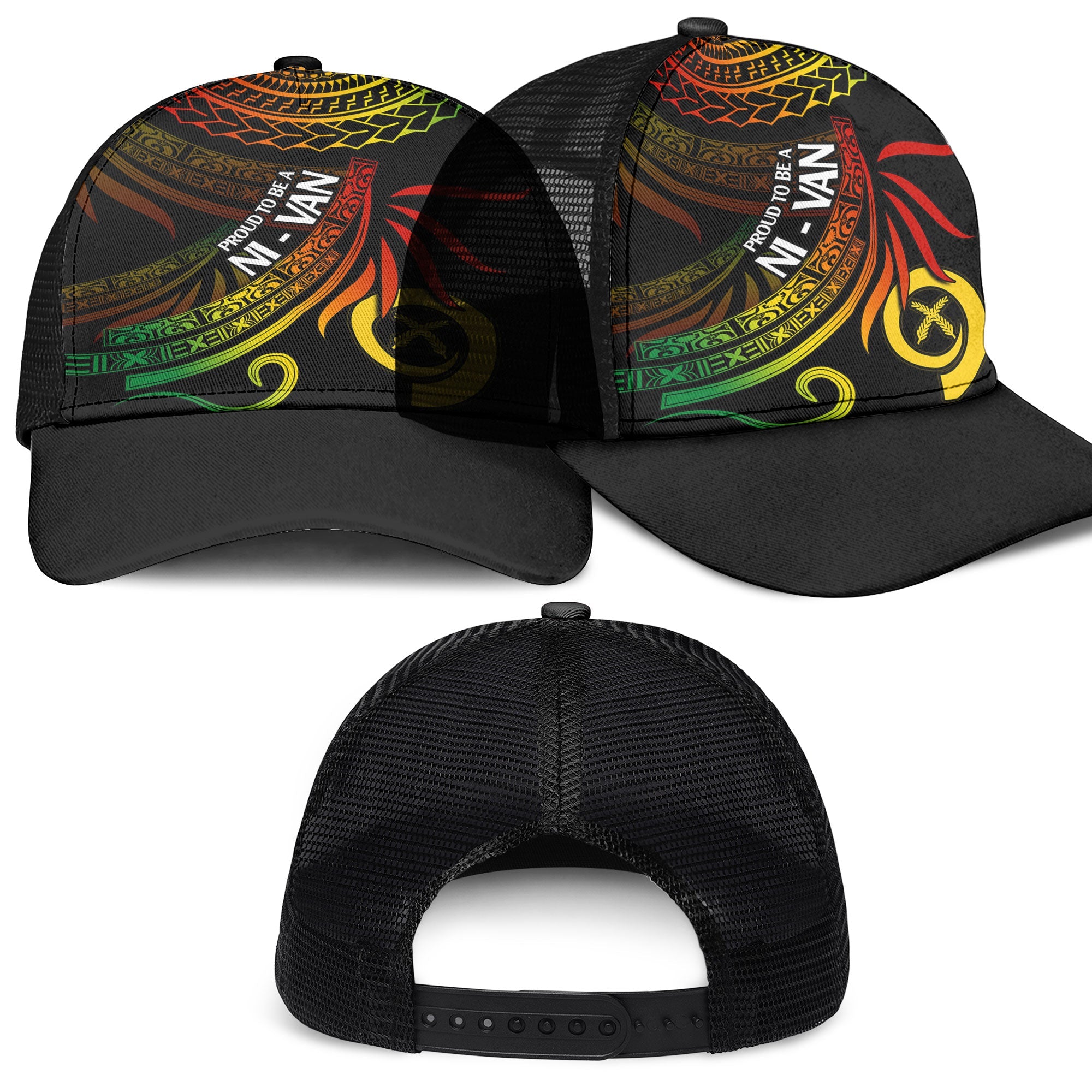 Custom Vanuatu Mesh Back Cap Happy Independence Polynesian Proud To Be A Ni Van V1