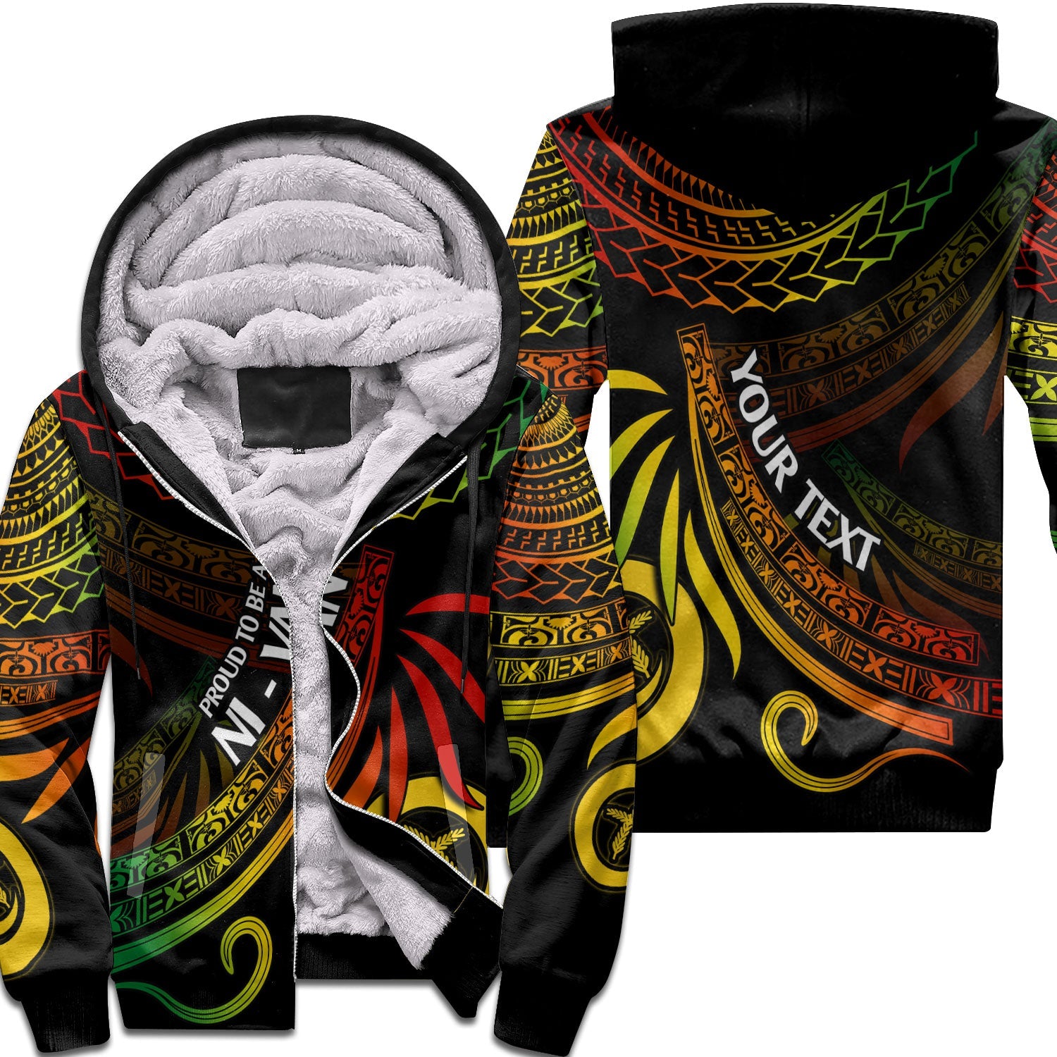 Custom Vanuatu Sherpa Hoodie Happy Independence Polynesian Proud To Be A Ni Van V1