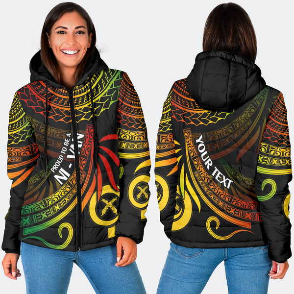 Custom Vanuatu Women Hooded Padded Jacket Happy Independence Polynesian Proud To Be A Ni Van V1