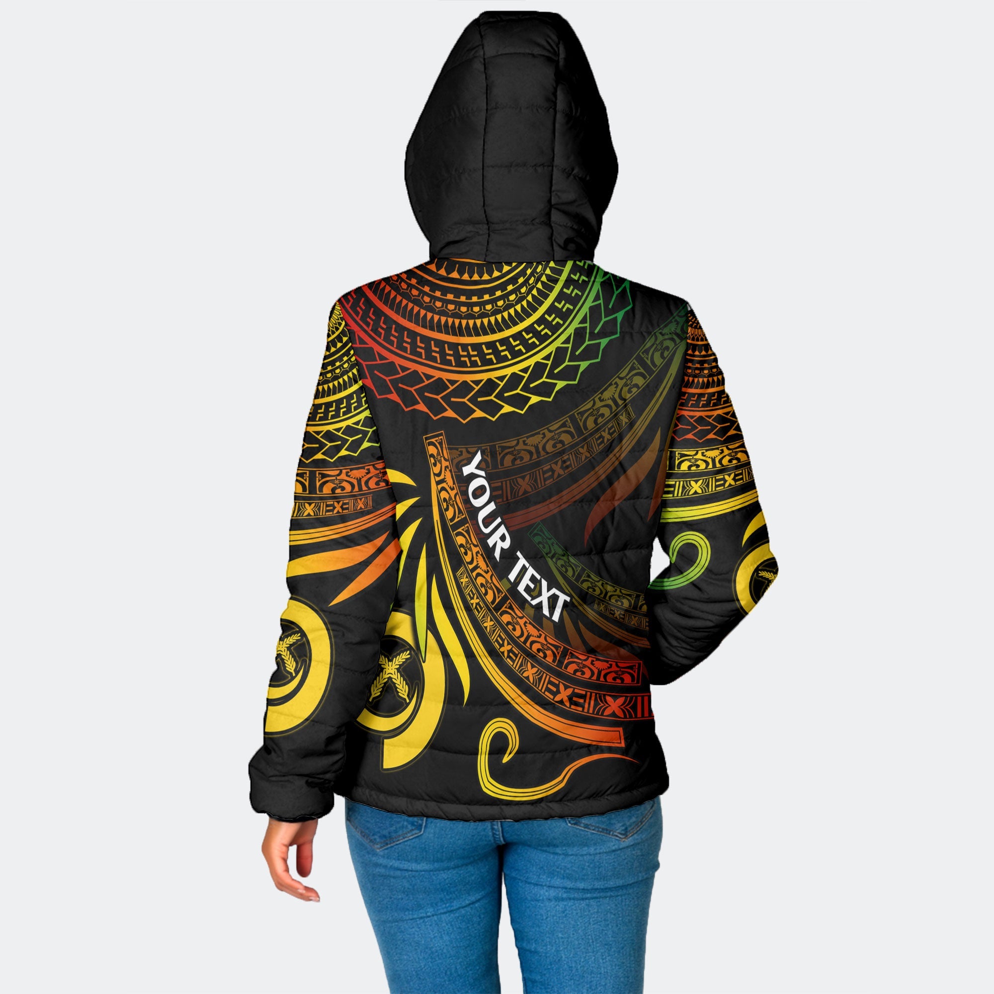 Custom Vanuatu Women Hooded Padded Jacket Happy Independence Polynesian Proud To Be A Ni Van V1