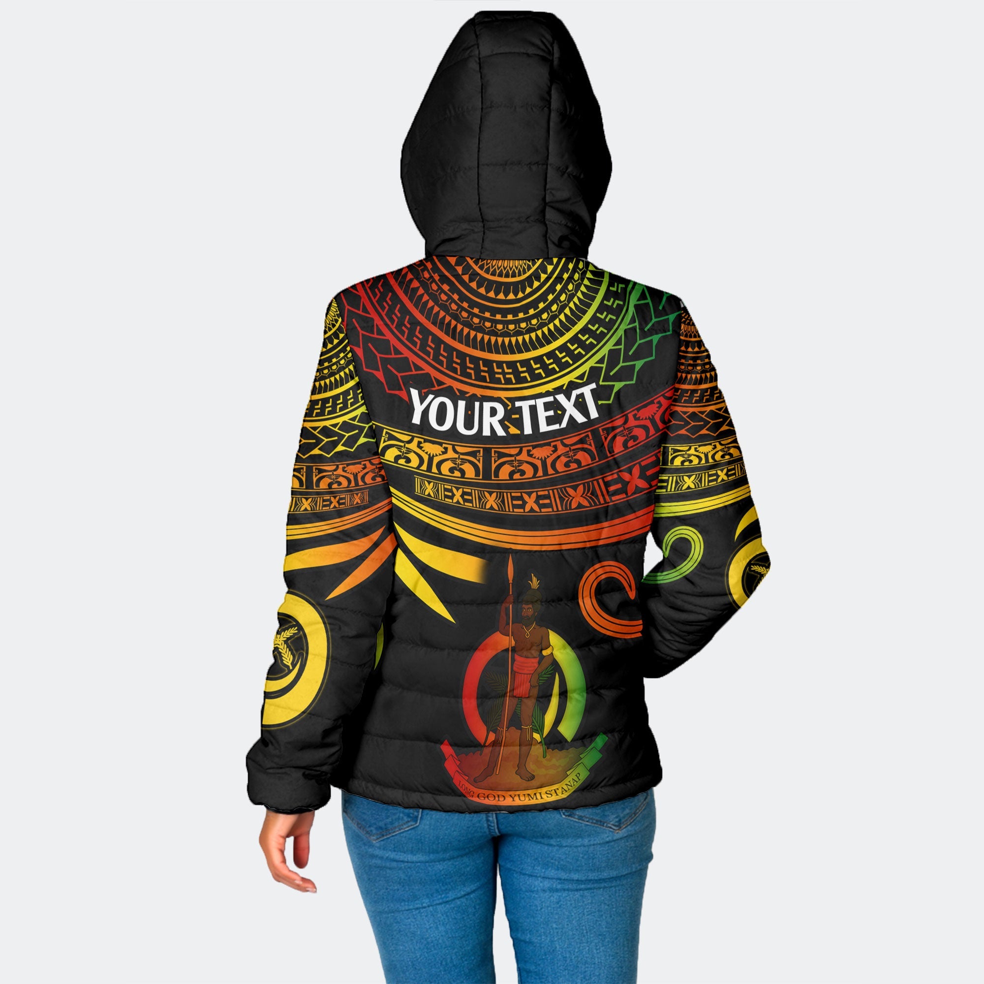 Custom Vanuatu Women Hooded Padded Jacket Happy Independence Polynesian Proud To Be A Ni Van V2