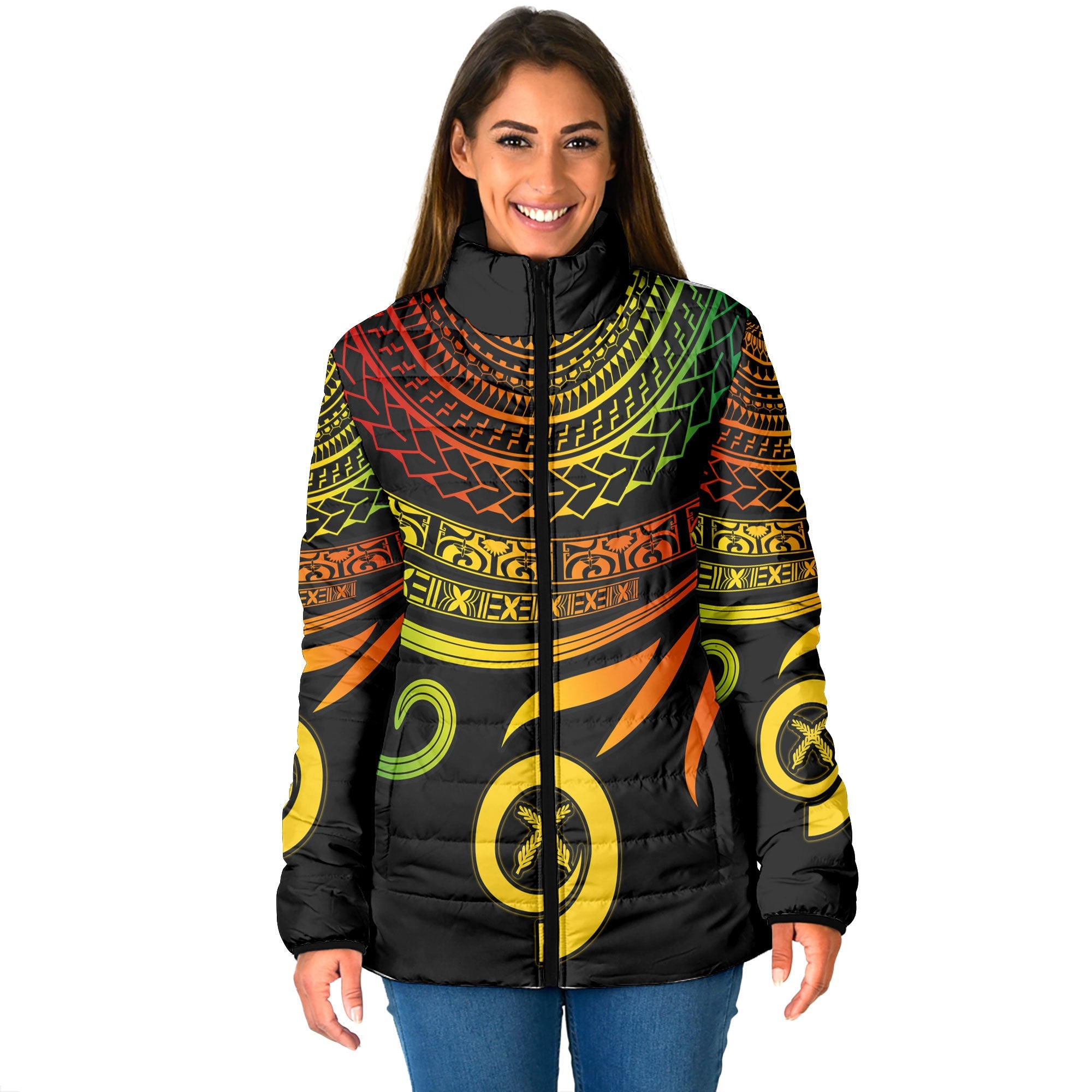 Custom Vanuatu Women Padded Jacket Happy Independence Polynesian Proud To Be A Ni Van V2