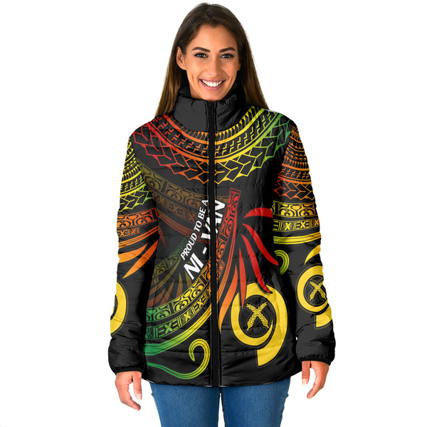 Custom Vanuatu Women Padded Jacket Happy Independence Polynesian Proud To Be A Ni Van V1