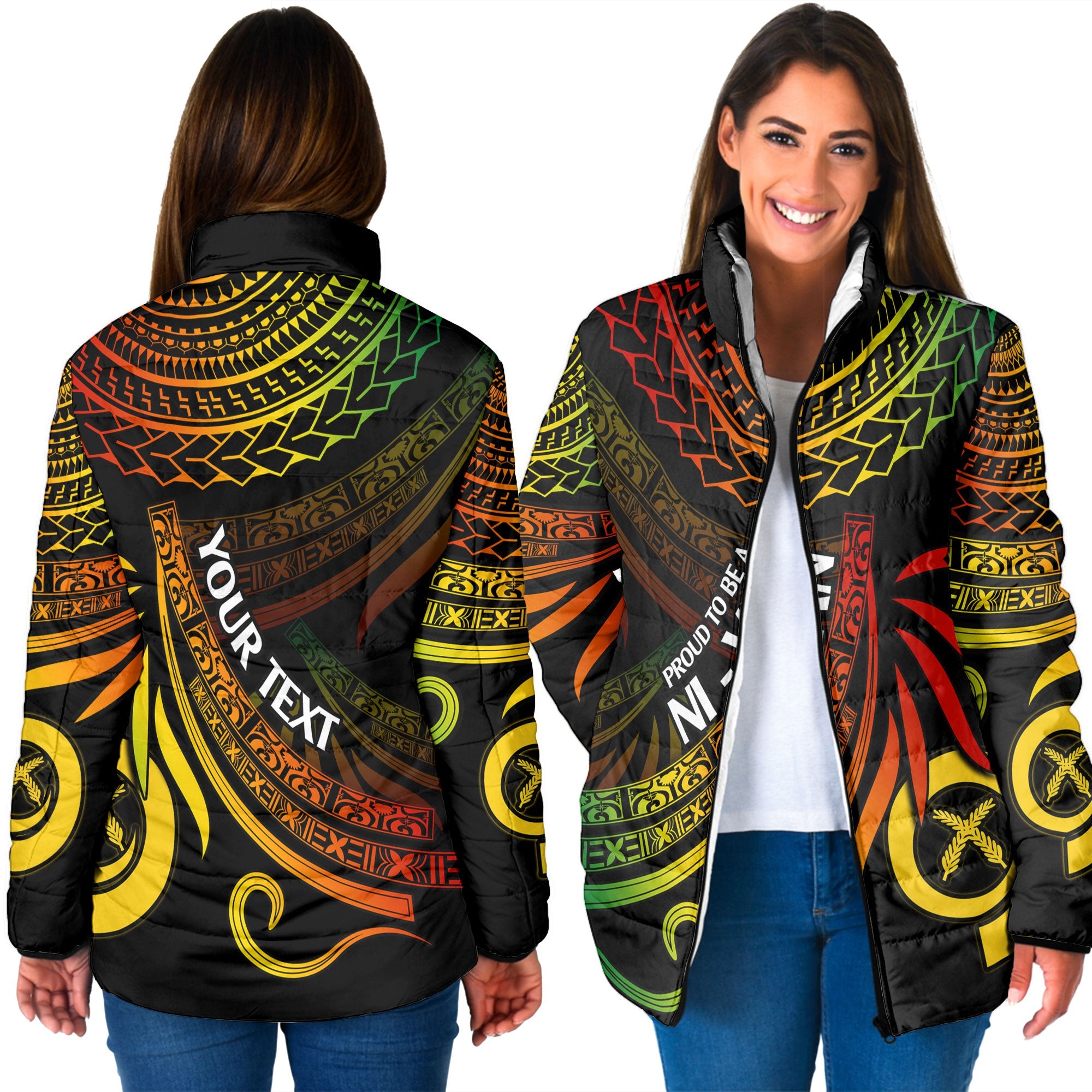 Custom Vanuatu Women Padded Jacket Happy Independence Polynesian Proud To Be A Ni Van V1