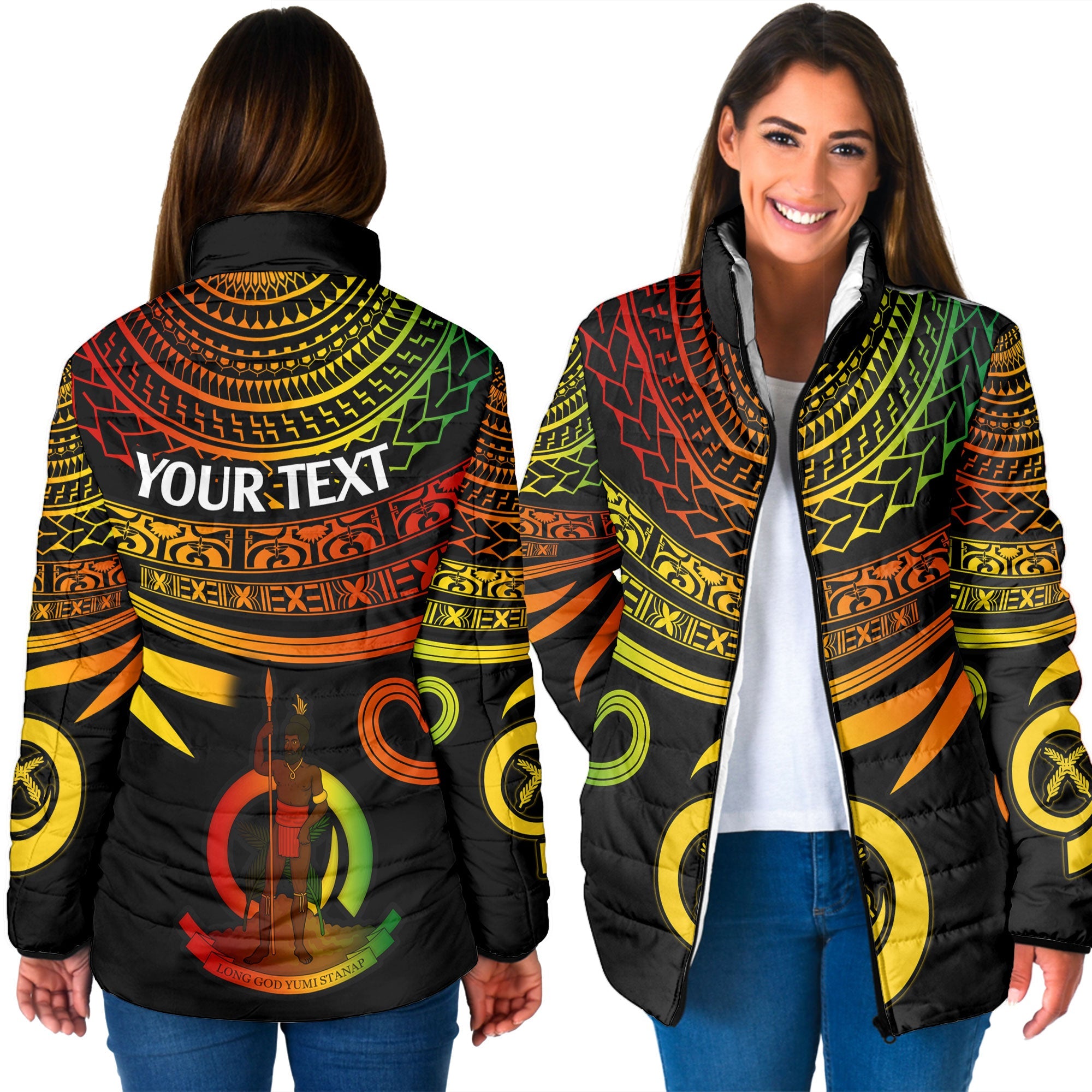 Custom Vanuatu Women Padded Jacket Happy Independence Polynesian Proud To Be A Ni Van V2