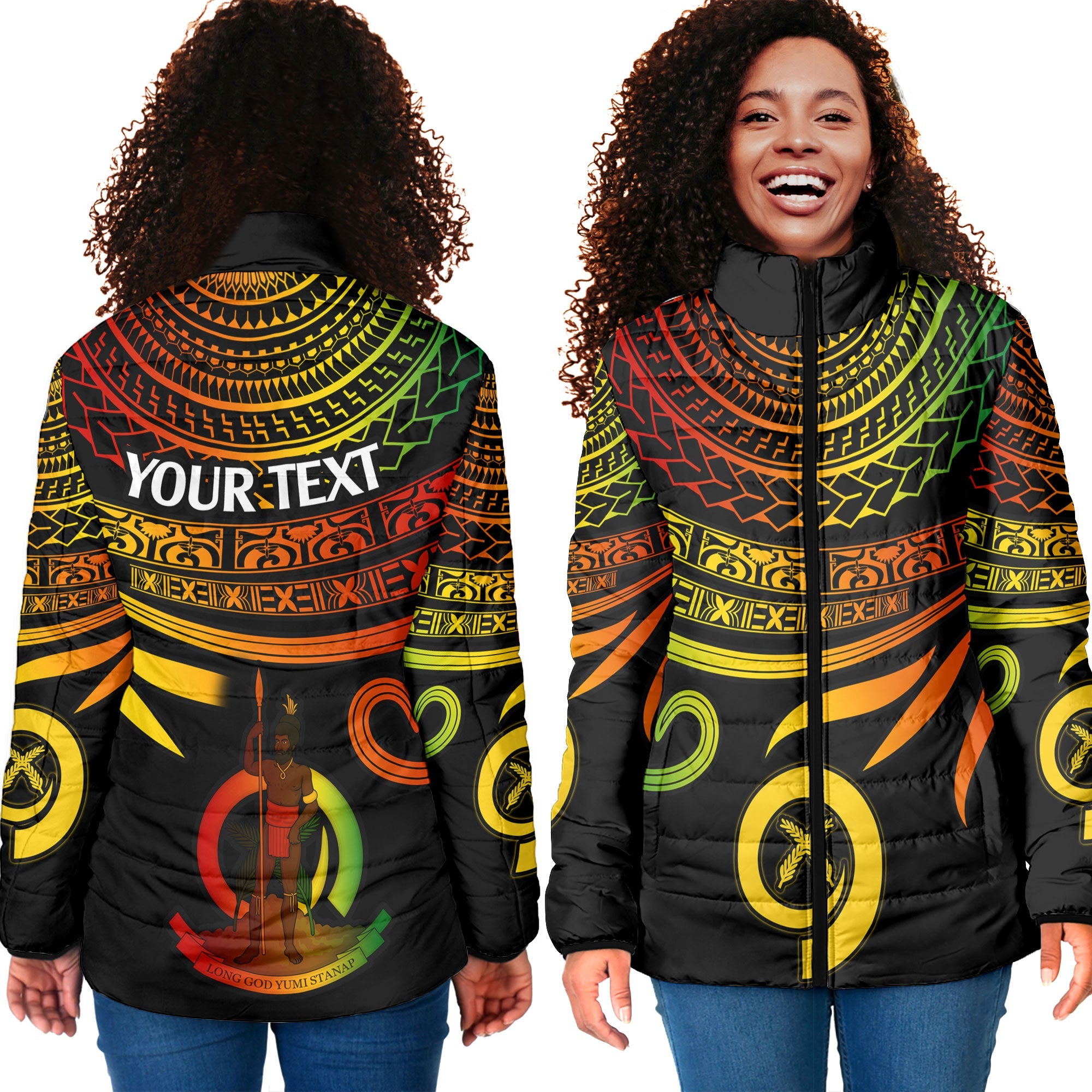 Custom Vanuatu Women Padded Jacket Happy Independence Polynesian Proud To Be A Ni Van V2