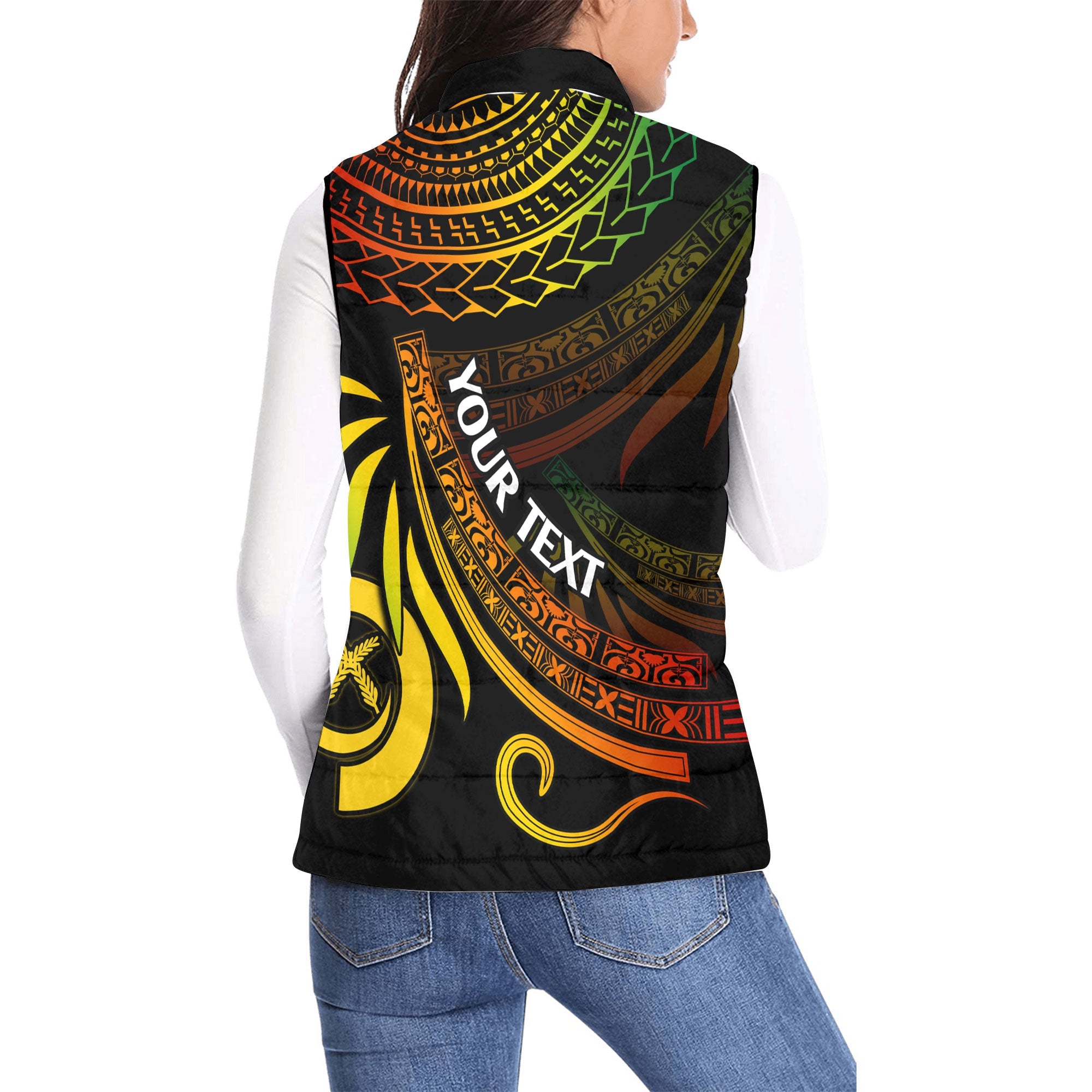 Custom Vanuatu Women Padded Jacket Vest Happy Independence Polynesian Proud To Be A Ni Van V1