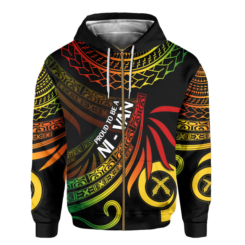 Custom Vanuatu Zip Hoodie Happy Independence Polynesian Proud To Be A Ni Van V1