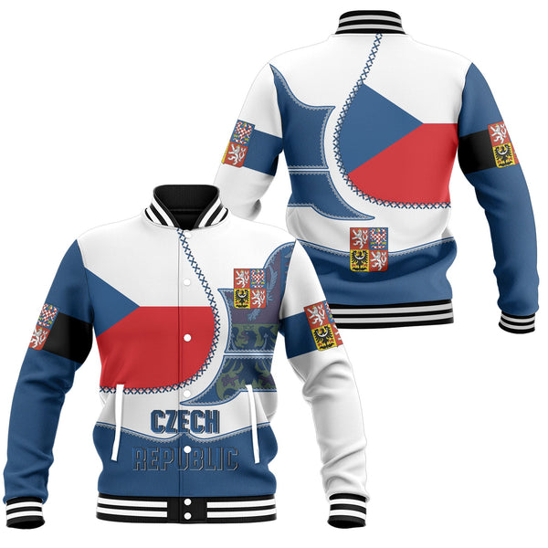 Czech Republic Baseball Jacket Flag & Coat Of Arms Leather Style