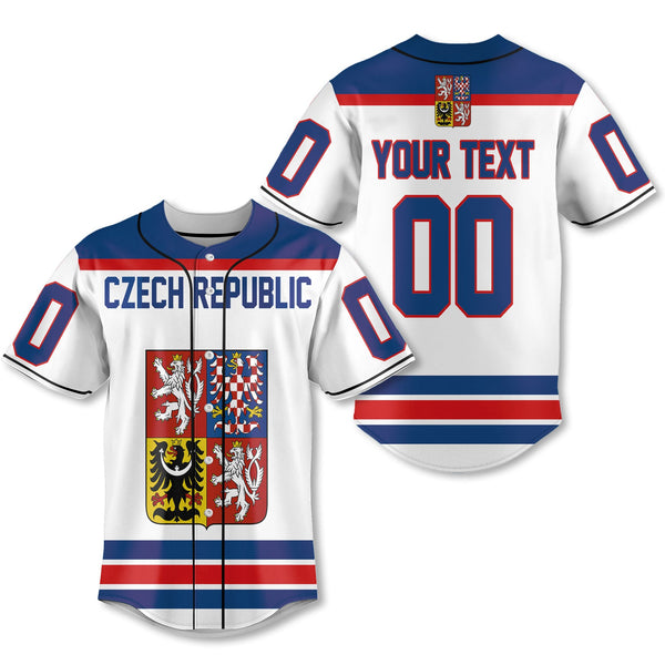 Czech Republic Baseball Jersey Flag & Coat Of Arms Hockey Style