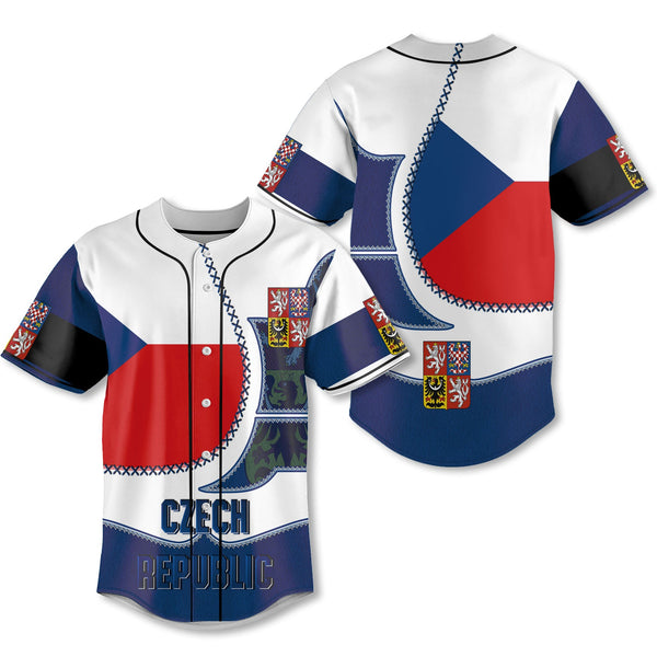 Czech Republic Baseball Jersey Flag & Coat Of Arms Leather Style