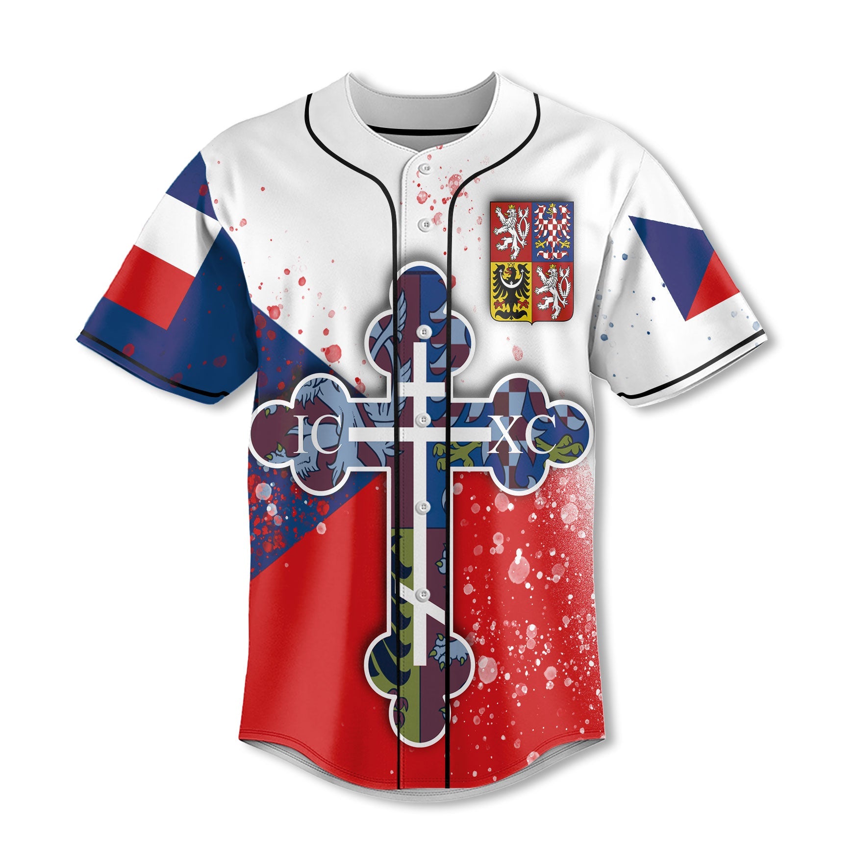 Czech Republic Baseball Jersey Flag & Coat Of Arms Orthodox Style