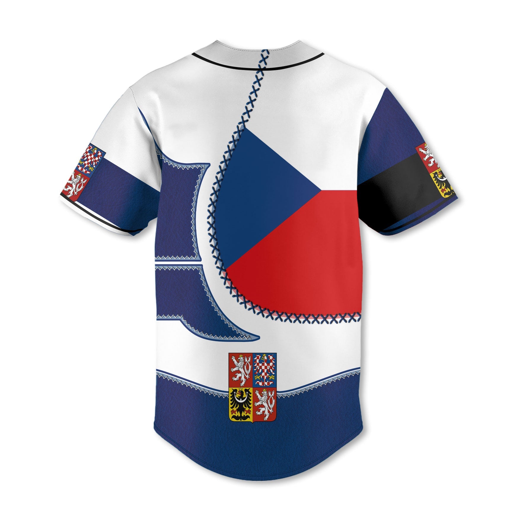 Czech Republic Baseball Jersey Flag & Coat Of Arms Leather Style