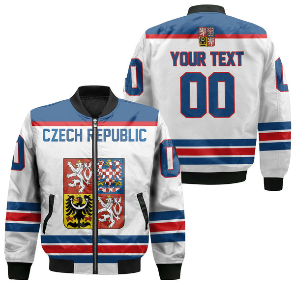 Czech Republic Bomber Jacket Flag & Coat Of Arms Hockey Style