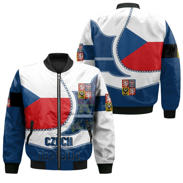 Czech Republic Bomber Jacket Flag & Coat Of Arms Leather Style