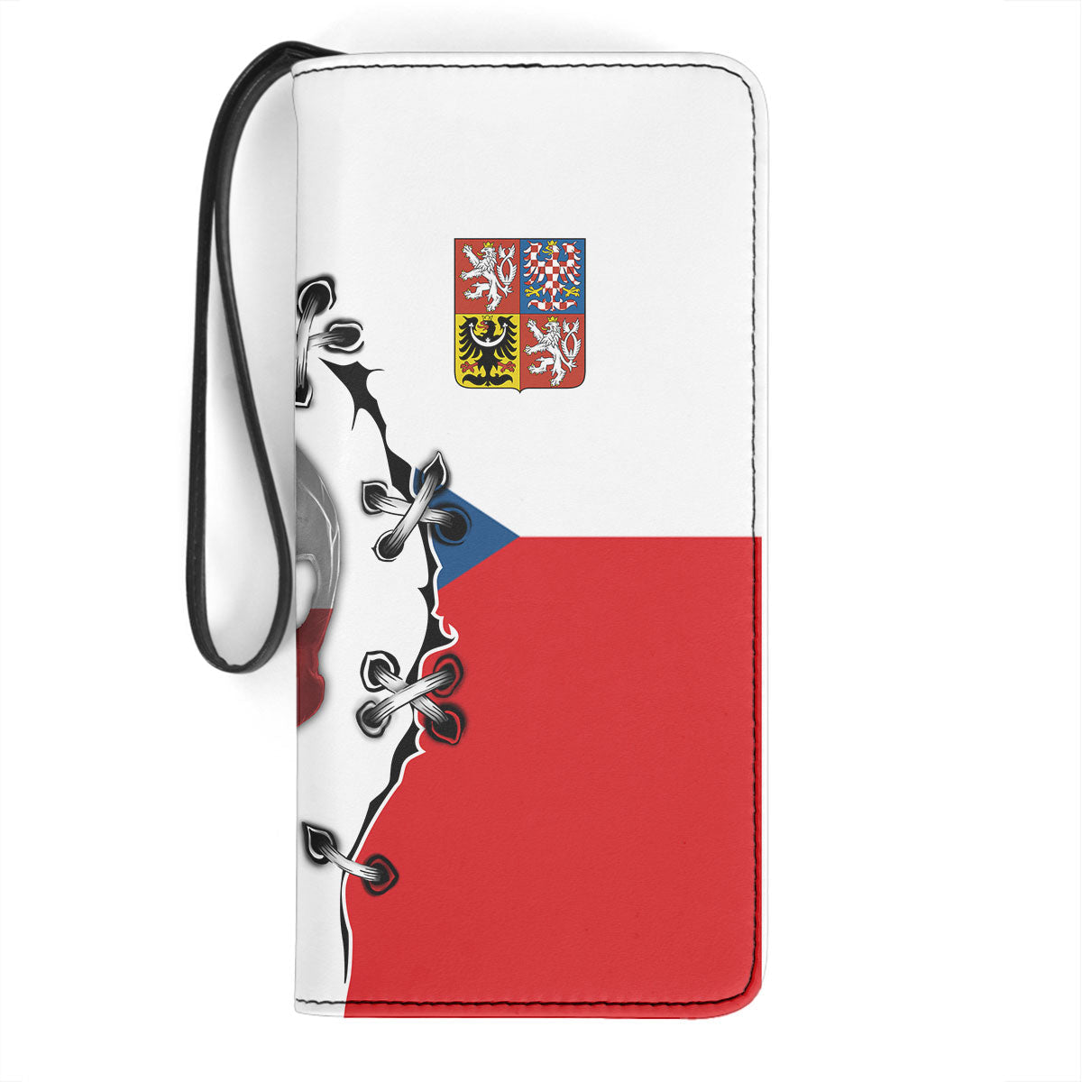 Czech Republic Clutch Purse Flag & Coat Of Arms Skull Style