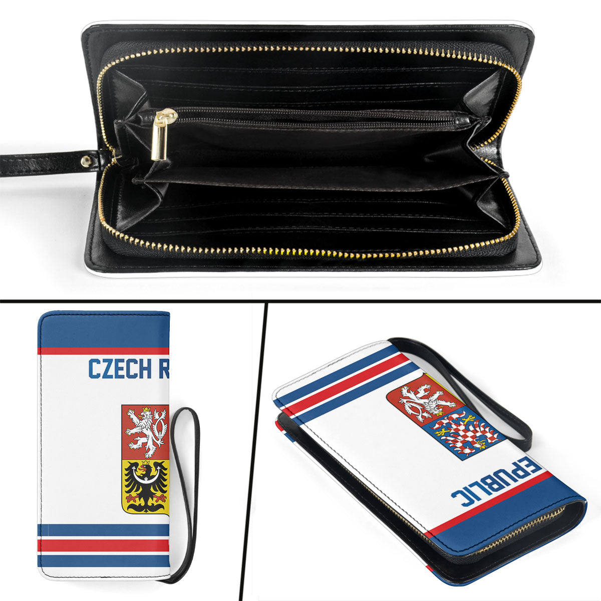 Czech Republic Clutch Purse Flag & Coat Of Arms Hockey Style