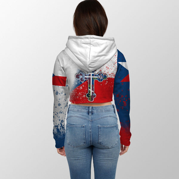 Czech Republic Crop Hoodie Flag & Coat Of Arms Orthodox Style