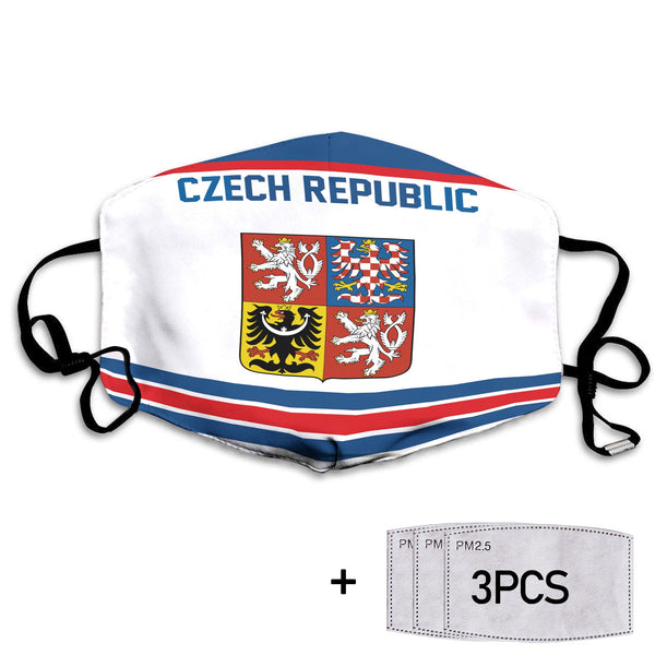 Czech Republic Face Mask Flag & Coat Of Arms Hockey Style