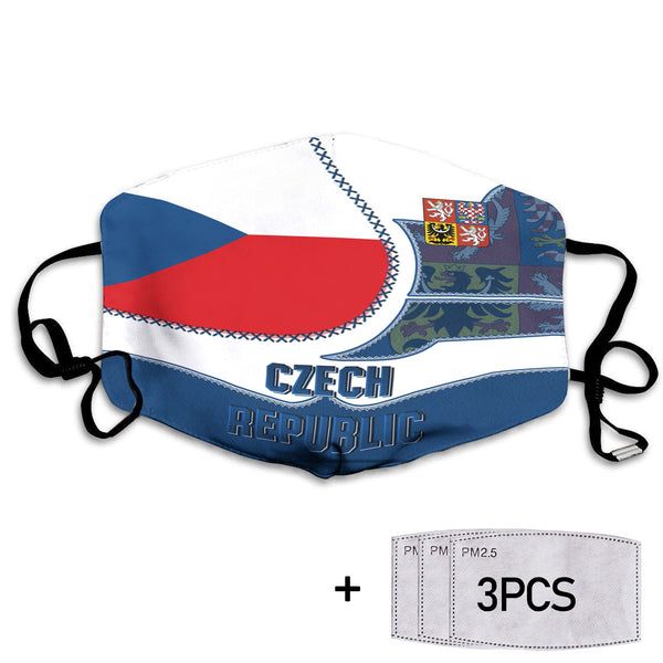 Czech Republic Face Mask Flag & Coat Of Arms Leather Style