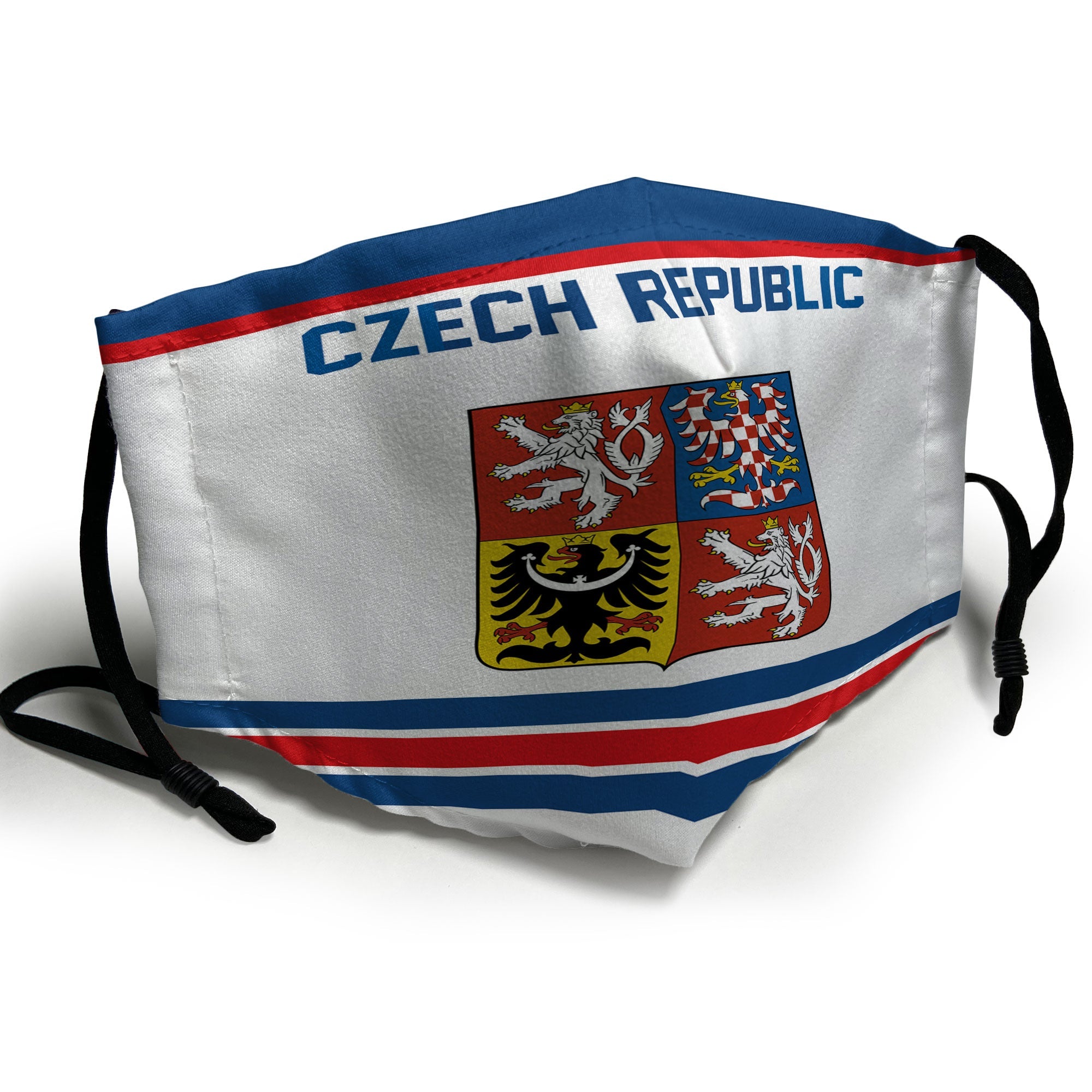 Czech Republic Face Mask Flag & Coat Of Arms Hockey Style