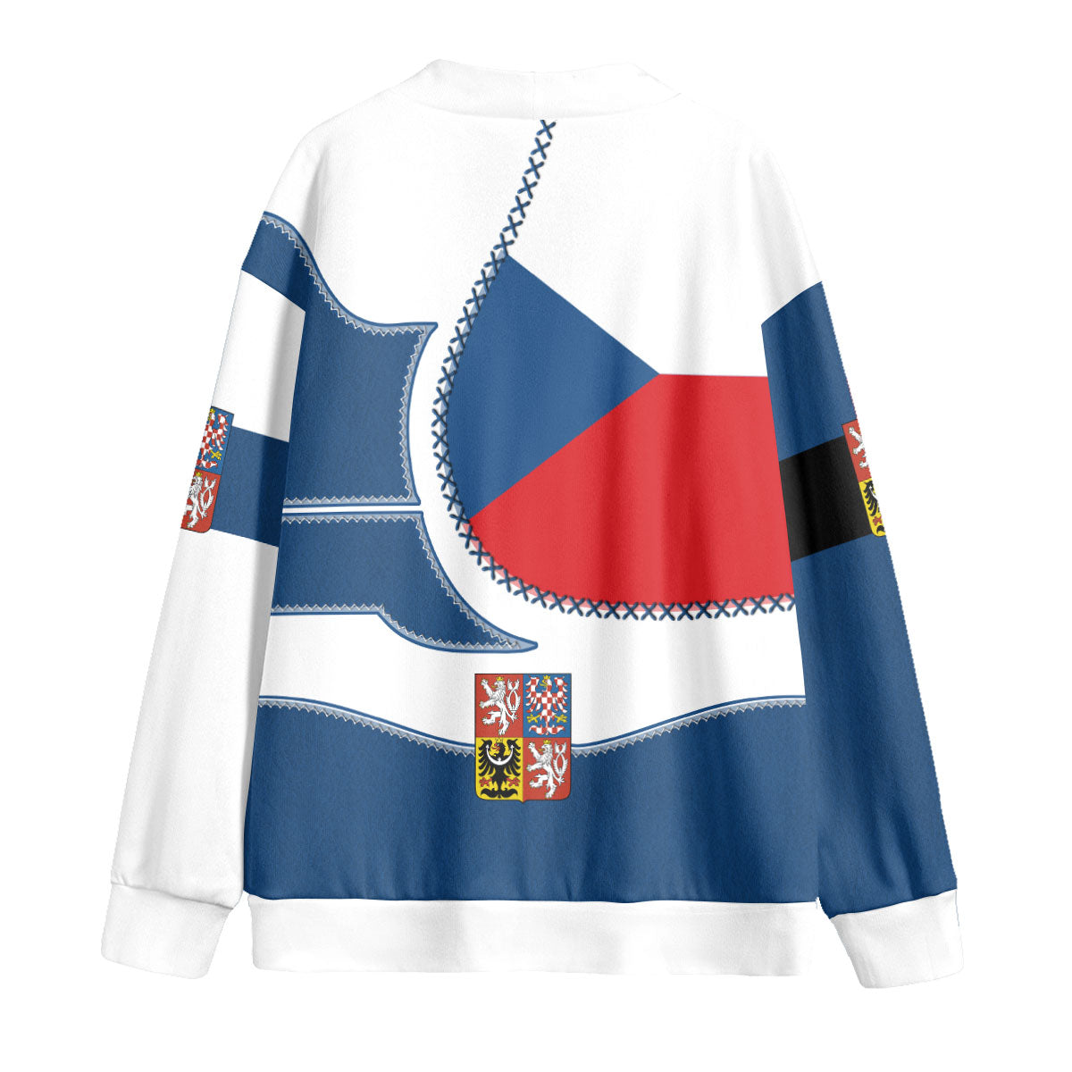 Czech Republic Fleece Cardigan Flag & Coat Of Arms Leather Style